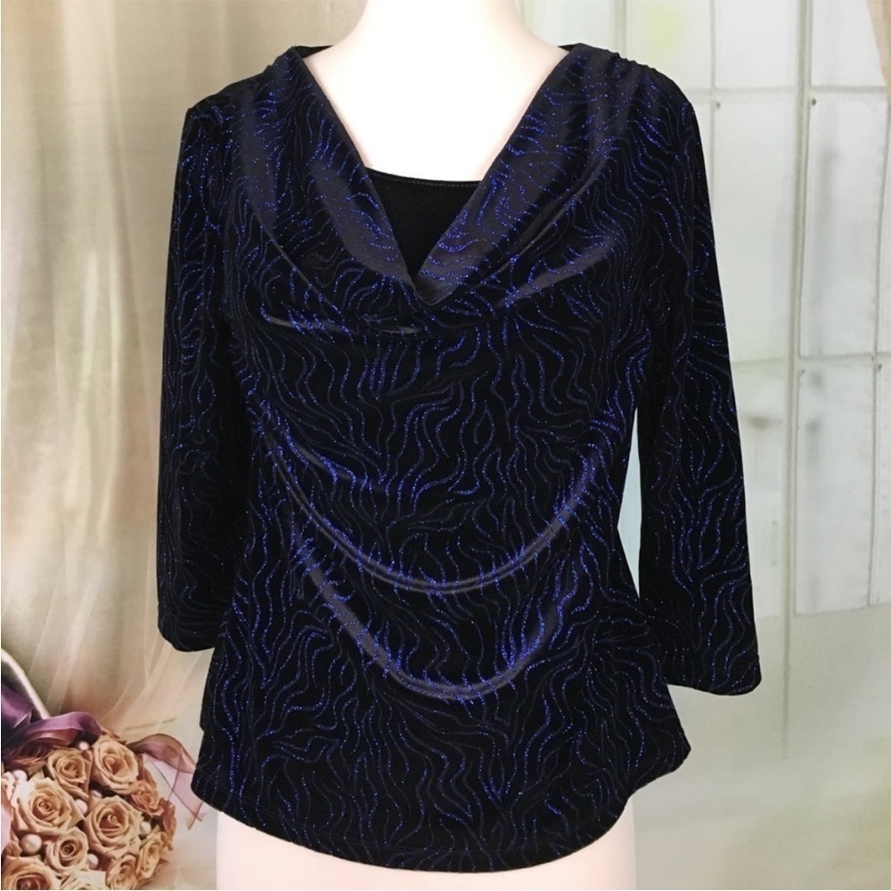 NOTATIONS Black Evening Blouse S Petite